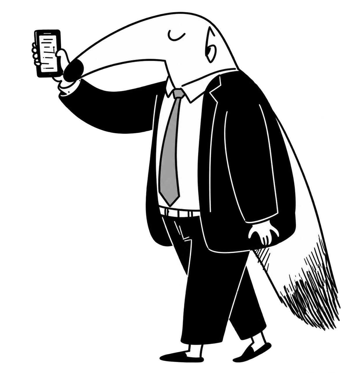 Tamanduá segurando um celular